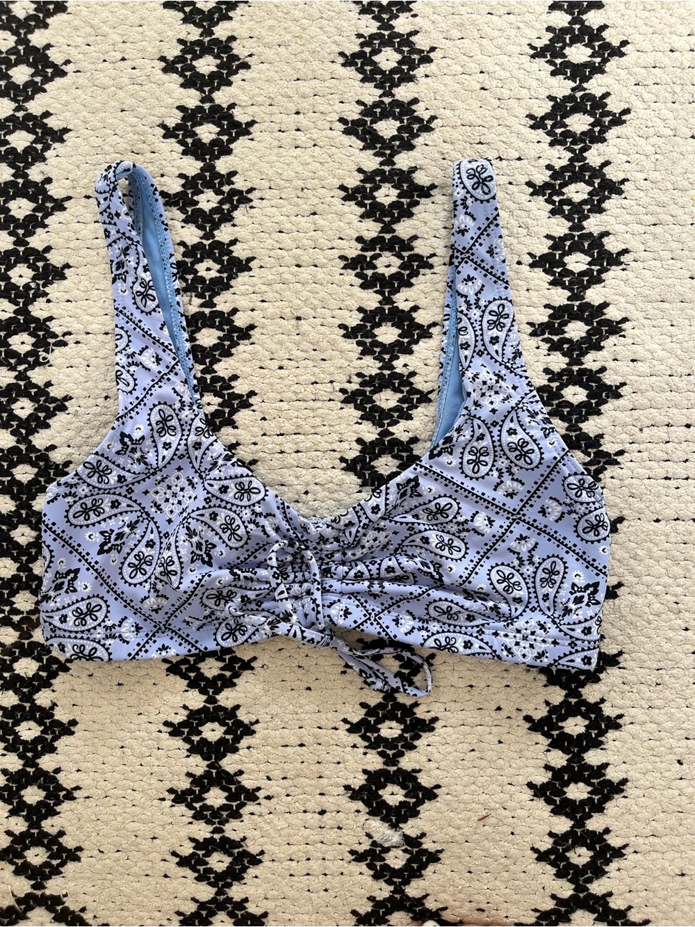 Ardene Light Blue Bandana-Print Tie-Front Bikini Top